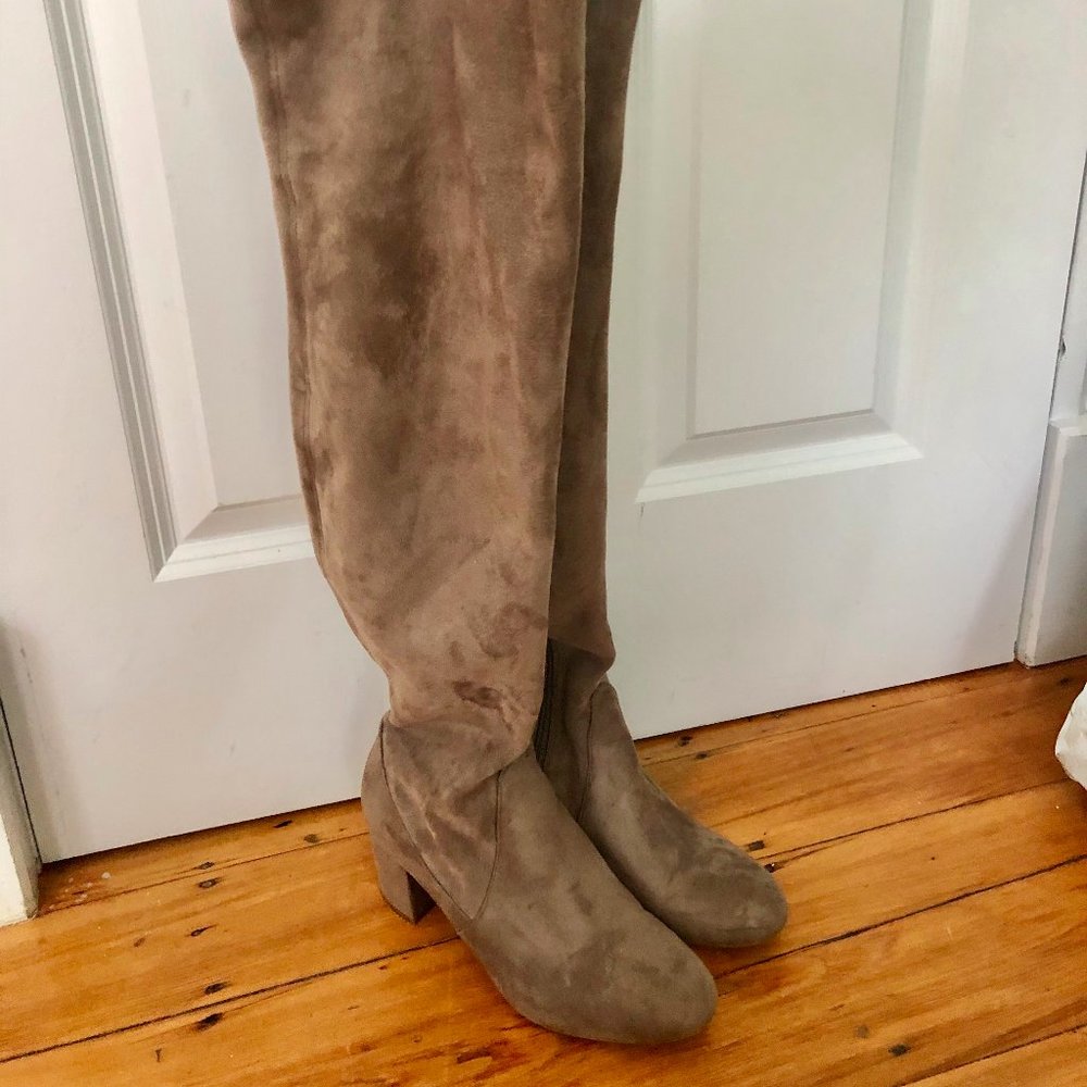 Knee high taupe boots